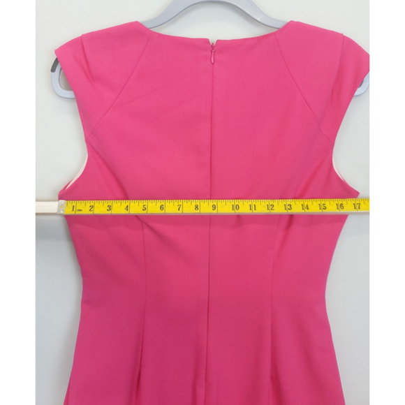 Dana Buchman Sheath Dress Ruched Cap Sleeve Women 10 Fuchsia Office Feminine - Picture 6 of 15